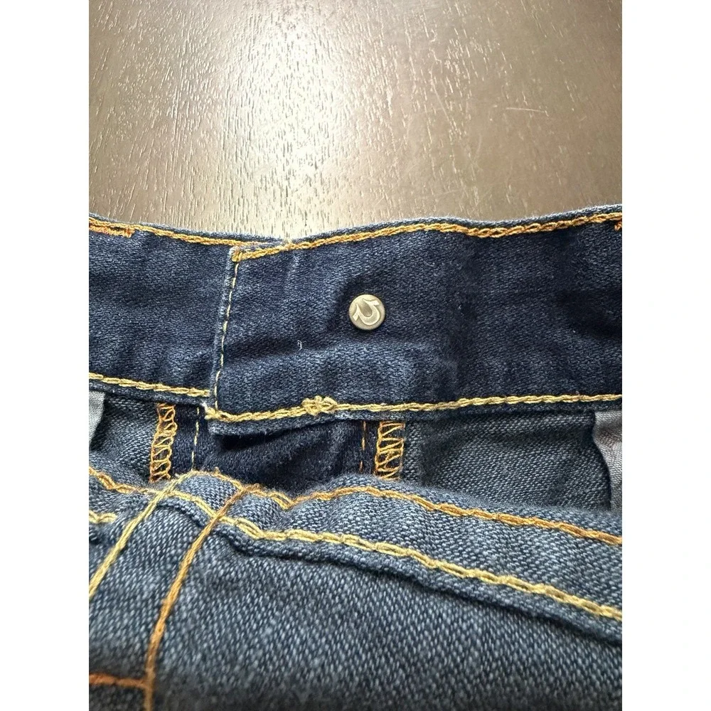 Men's Vintage Y2K True Religion-Made In USA-Orange Big T Jeans Row 36 Seat 34